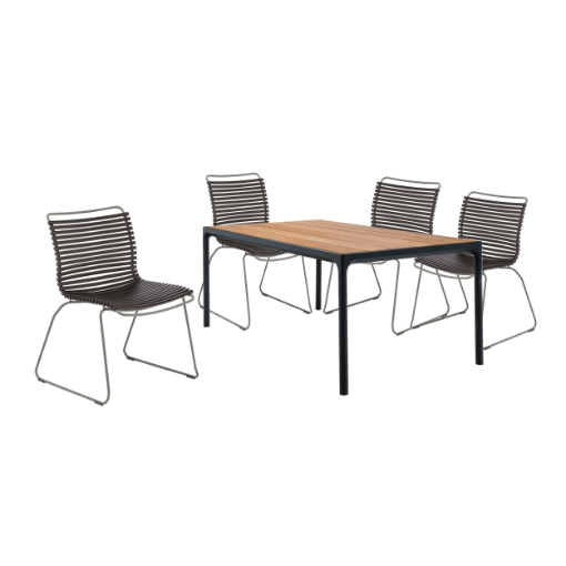 Houe - Four 160 Bamboo/Black & Click 5 Piece Dining